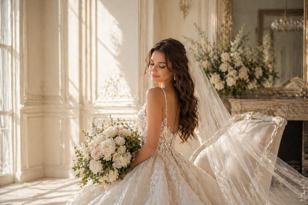 whie glove bridal hair makeup chicago peninsula soft glam