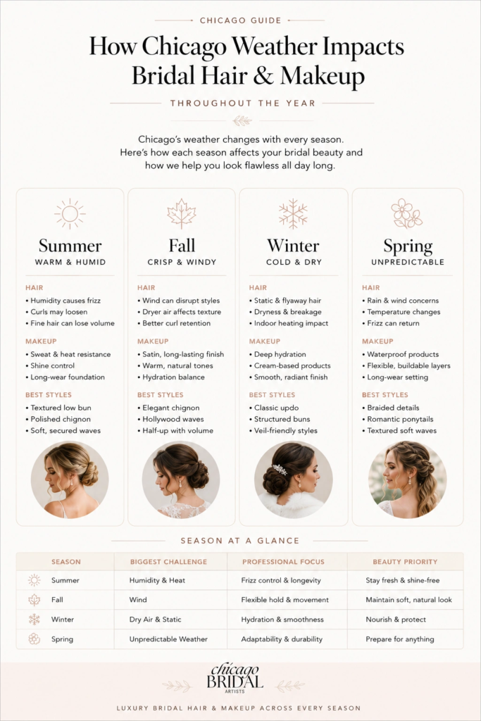 chicago weather bridal hair makeup checklist infographic.webp